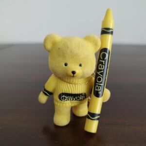Vintage Binney & Smith Crayola Crayon Flocked Bear Yellow 1980s